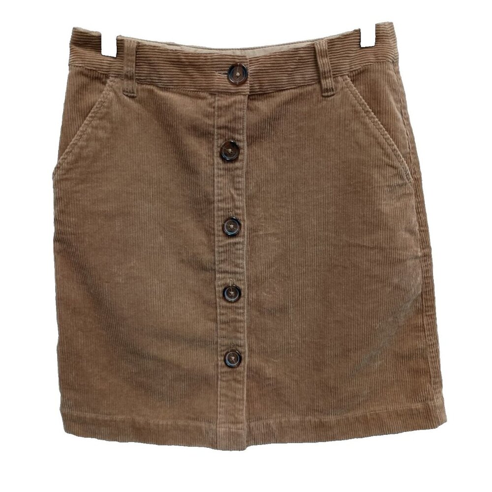Brooks Brothers Womens Corduroy Mini Skirt‎ Size 2 Brown Button Front Classic